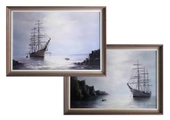 Clem Spencer (Plymouth artist) a pair of marine paintings, oil on board, 'Dar Pomorza at