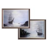 Clem Spencer (Plymouth artist) a pair of marine paintings, oil on board, 'Dar Pomorza at