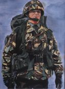 Kevin Preston, a print from the original, 'Soldier 95', originally painted in model paint, framed