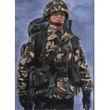 Kevin Preston, a print from the original, 'Soldier 95', originally painted in model paint, framed