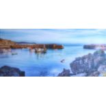 A screen-print on canvas, 'Harbour scene', 46cm x 102cm this art work is being sold on behalf of The