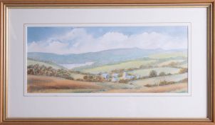S. Lines, a pair of watercolours, 'Sheepstor' and 'Bell Tor' (2) framed and glazed, 15cm x 36cm.