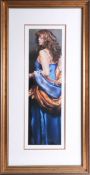 Robert Lenkiewicz 'Karen in blue', no. 37/475, framed and glazed, overall size 108cm x 55cm.