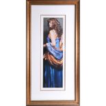 Robert Lenkiewicz 'Karen in blue', no. 37/475, framed and glazed, overall size 108cm x 55cm.