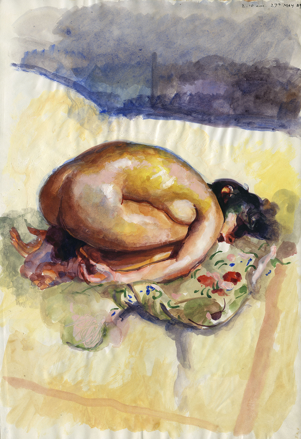 Robert Lenkiewicz, 'Study of Yana. 2.10 a.m. 27th May 89', Watercolour, 42.25 x 29 cm.