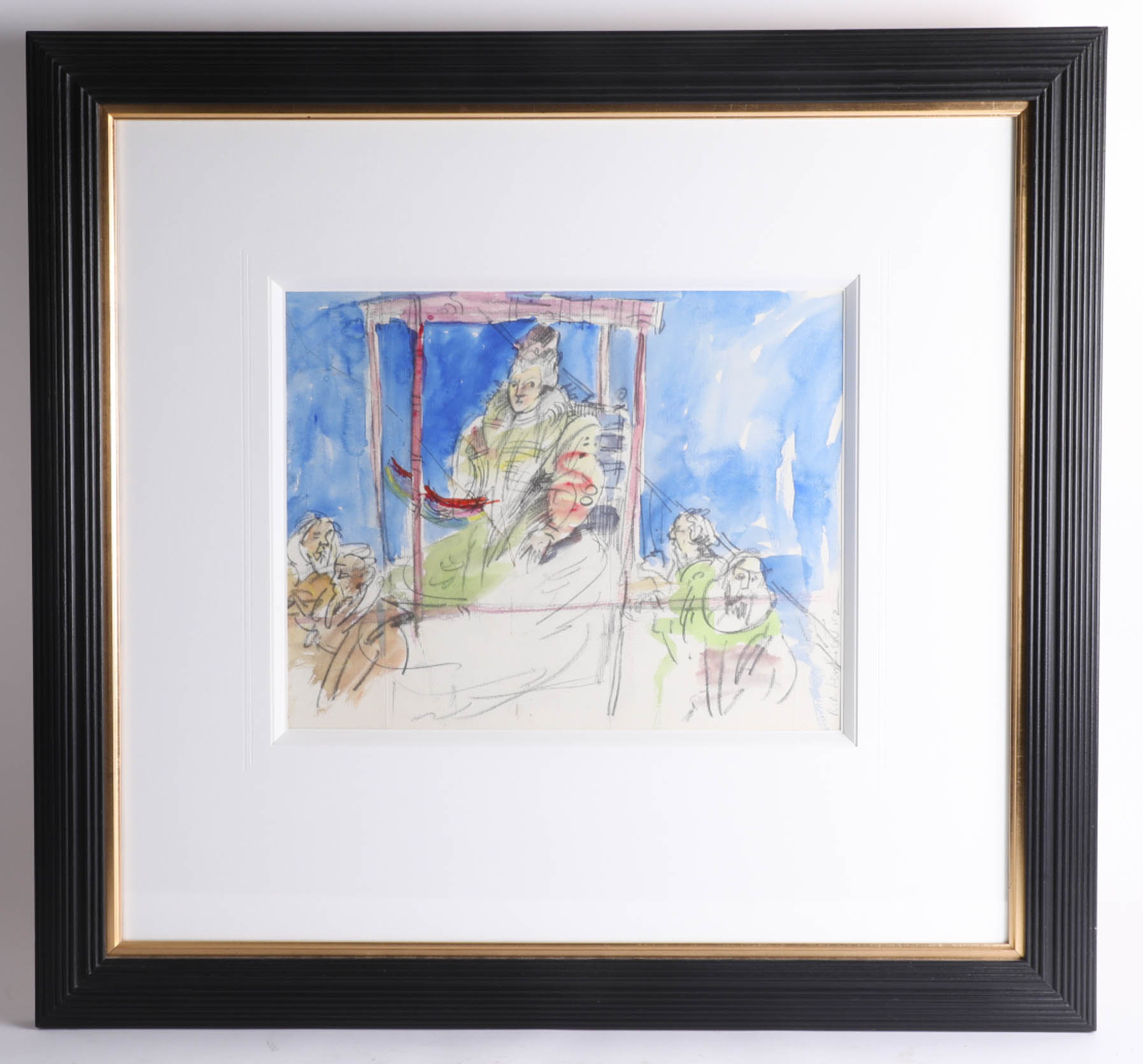 Robert Lenkiewicz (1941-2002) 'Elizabeth Entourage', pencil/watercolour, 36 x 28cm, a preparatory
