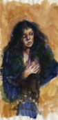 Robert Lenkiewicz, 'Study of Monca. 16 March 1989 1.45 pm', Watercolour, 38.45 x 18.5 cm.