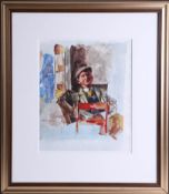 Robert Lenkiewicz watercolour 'Old Corky', signed and titled 'Old Corky watercolour study' to image,