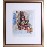 Robert Lenkiewicz watercolour 'Old Corky', signed and titled 'Old Corky watercolour study' to image,