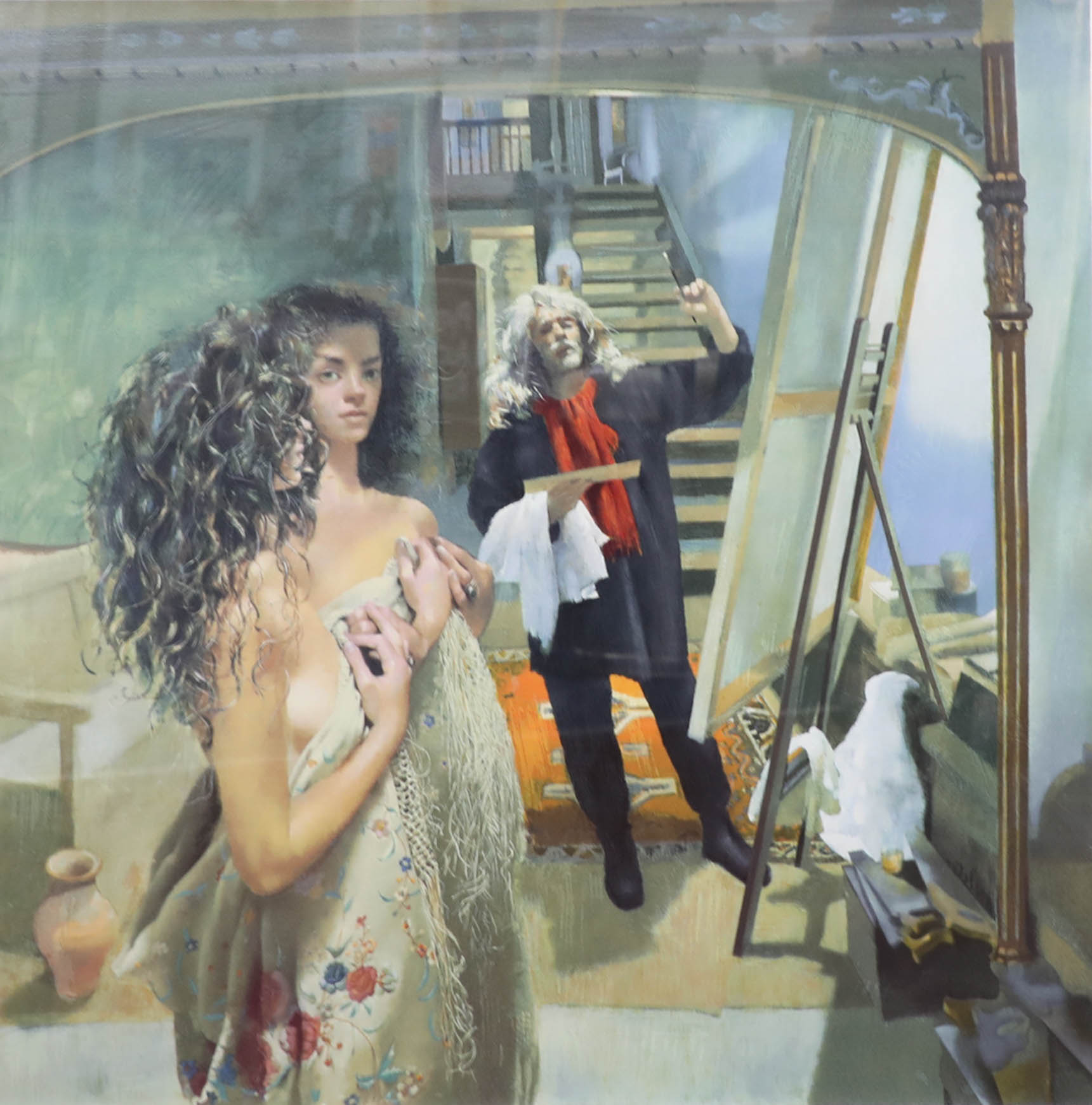 Robert Lenkiewicz, 'Painter with Anna, St Antony Theme' no. 254/ 275, framed and glazed, overall - Image 2 of 2