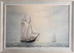 Clem Spencer (Plymouth artist) marine painting, oil on canvas, signed and framed, 40cm x 60cm.