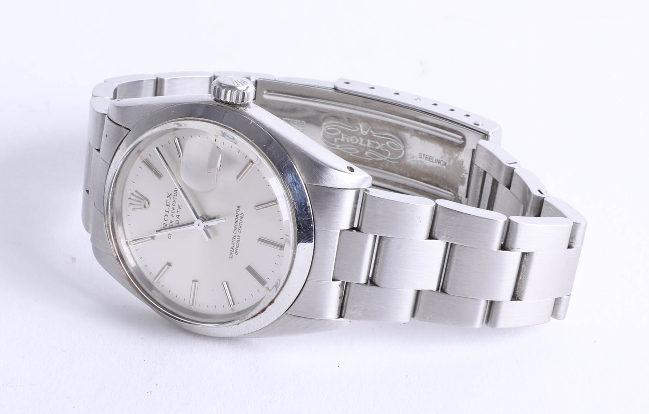 Rolex, a gents stainless steel Oyster Perpetual Date wristwatch, with silver baton dial, marked ' - Image 2 of 5