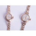 Two 9ct gold ladies bracelet set wristwatches, Accurist and Sekonda, approx 20.80g.