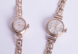 Two 9ct gold ladies bracelet set wristwatches, Accurist and Sekonda, approx 20.80g.