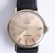 Omega, vintage gents automatic date Seamaster wristwatch, gold capped, with receipt and papers dated