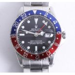 Rolex, a rare gents 1960’s GMT Master stainless steel wristwatch, model 1675, movement no. 5/