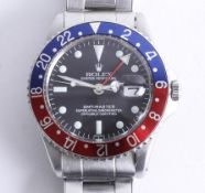 Rolex, a rare gents 1960’s GMT Master stainless steel wristwatch, model 1675, movement no. 5/