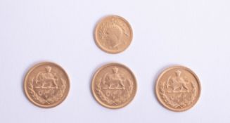 Four middle eastern gold coins, overall 14.50g.