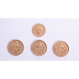 Four middle eastern gold coins, overall 14.50g.