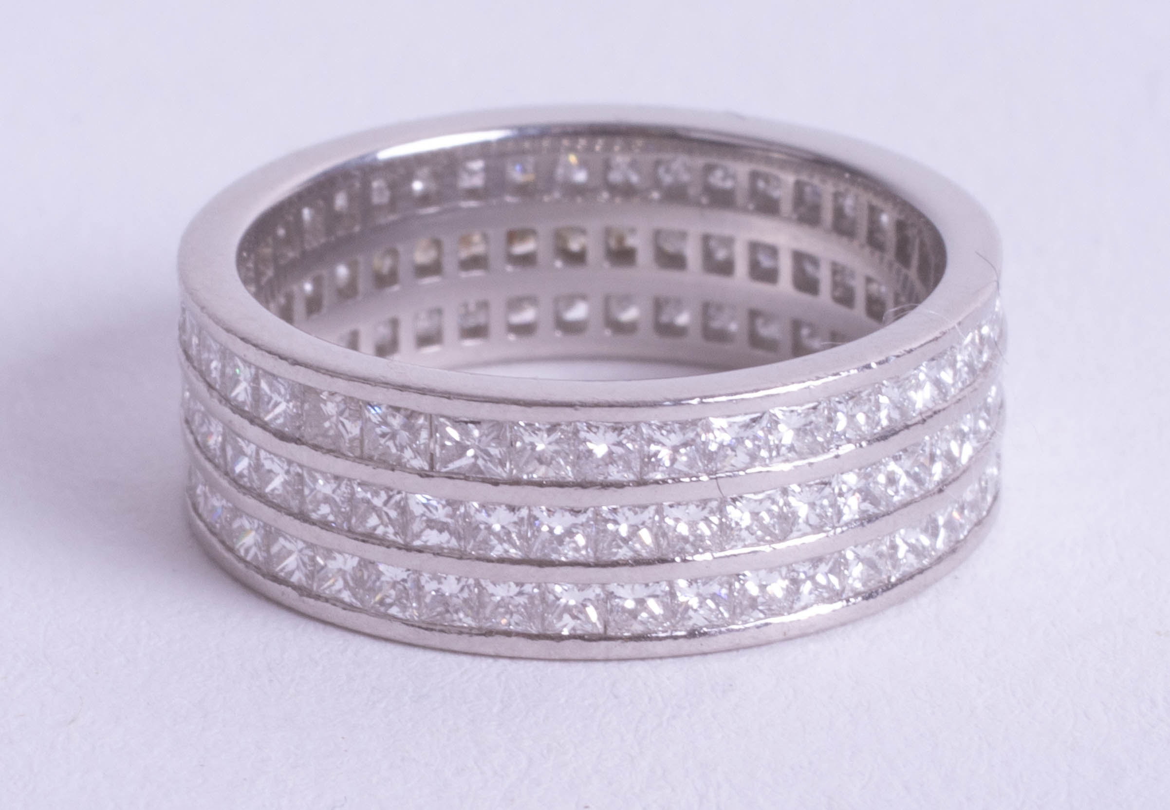 A fine platinum full band eternity ring, approx 3.0 cts, the diamonds of D colour and VVS1 clarity - Image 2 of 2