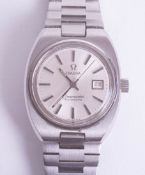 Omega, a ladies stainless steel Seamaster automatic, circa 1974-1976, baton dial with date.