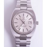 Omega, a ladies stainless steel Seamaster automatic, circa 1974-1976, baton dial with date.