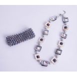 Modern cuff pearl bracelet and peal necklet (2).