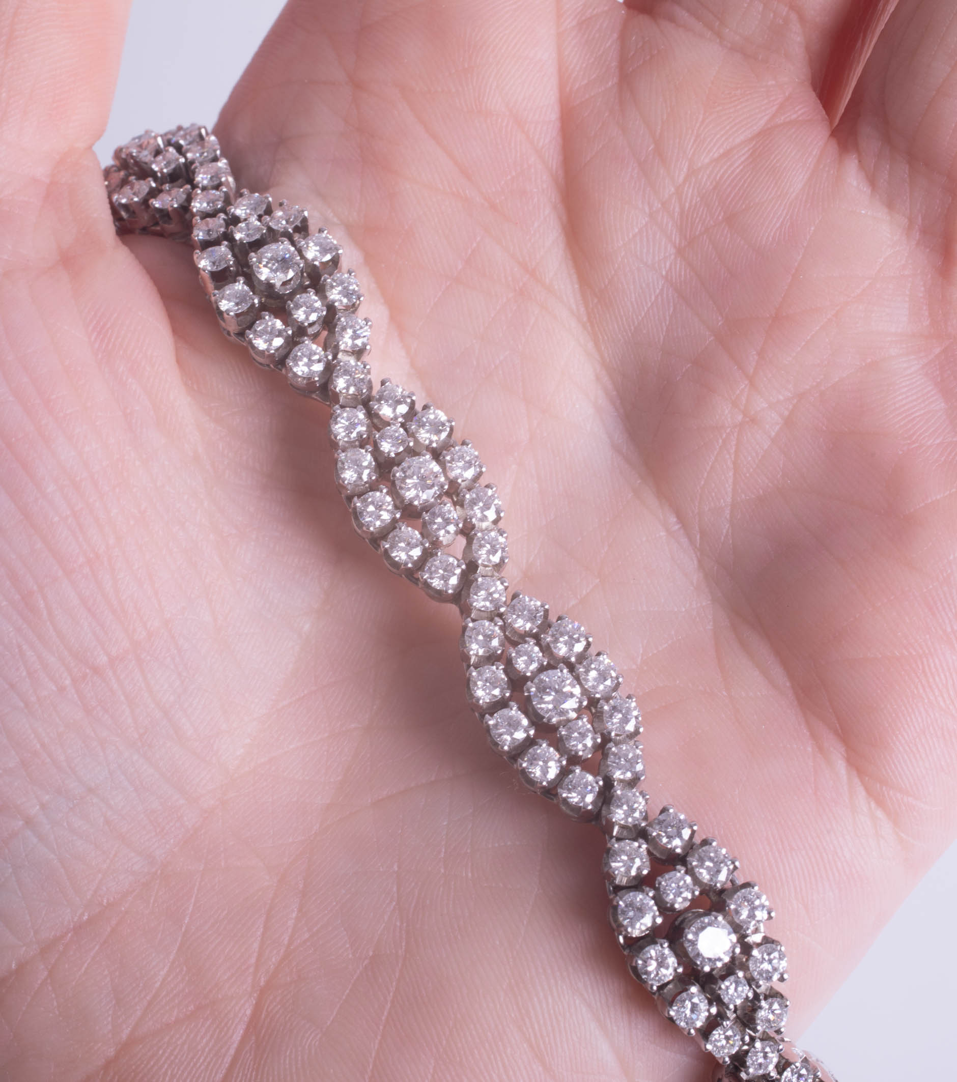 A fine 18ct white gold and diamond set bracelet, total diamond weight approximately 10 carats. - Image 5 of 5