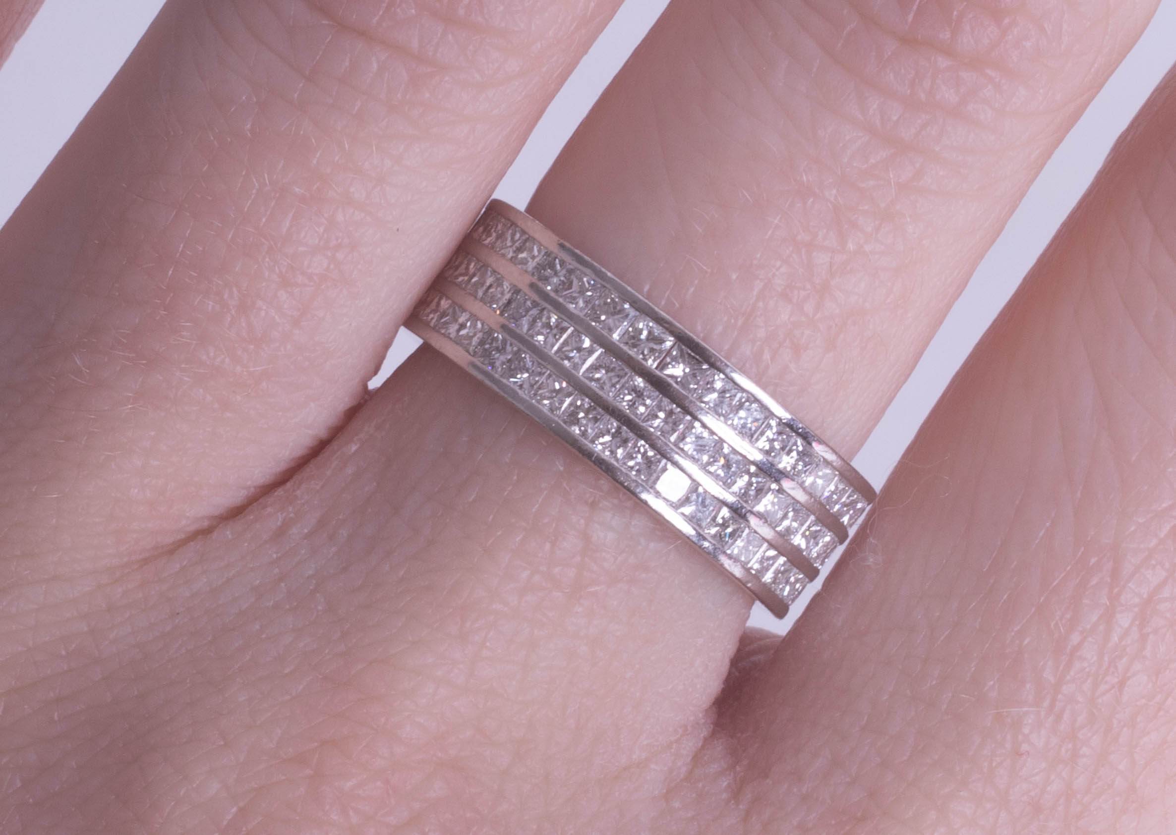 A fine platinum full band eternity ring, approx 3.0 cts, the diamonds of D colour and VVS1 clarity