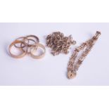 A collection of assorted 9ct gold jewellery, including bracelets, wedding bands etc, 25.4g (two