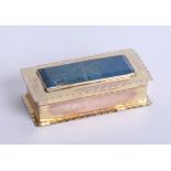 A silver and gilt lined box, the cover inset with a blue hardstone, London 1893