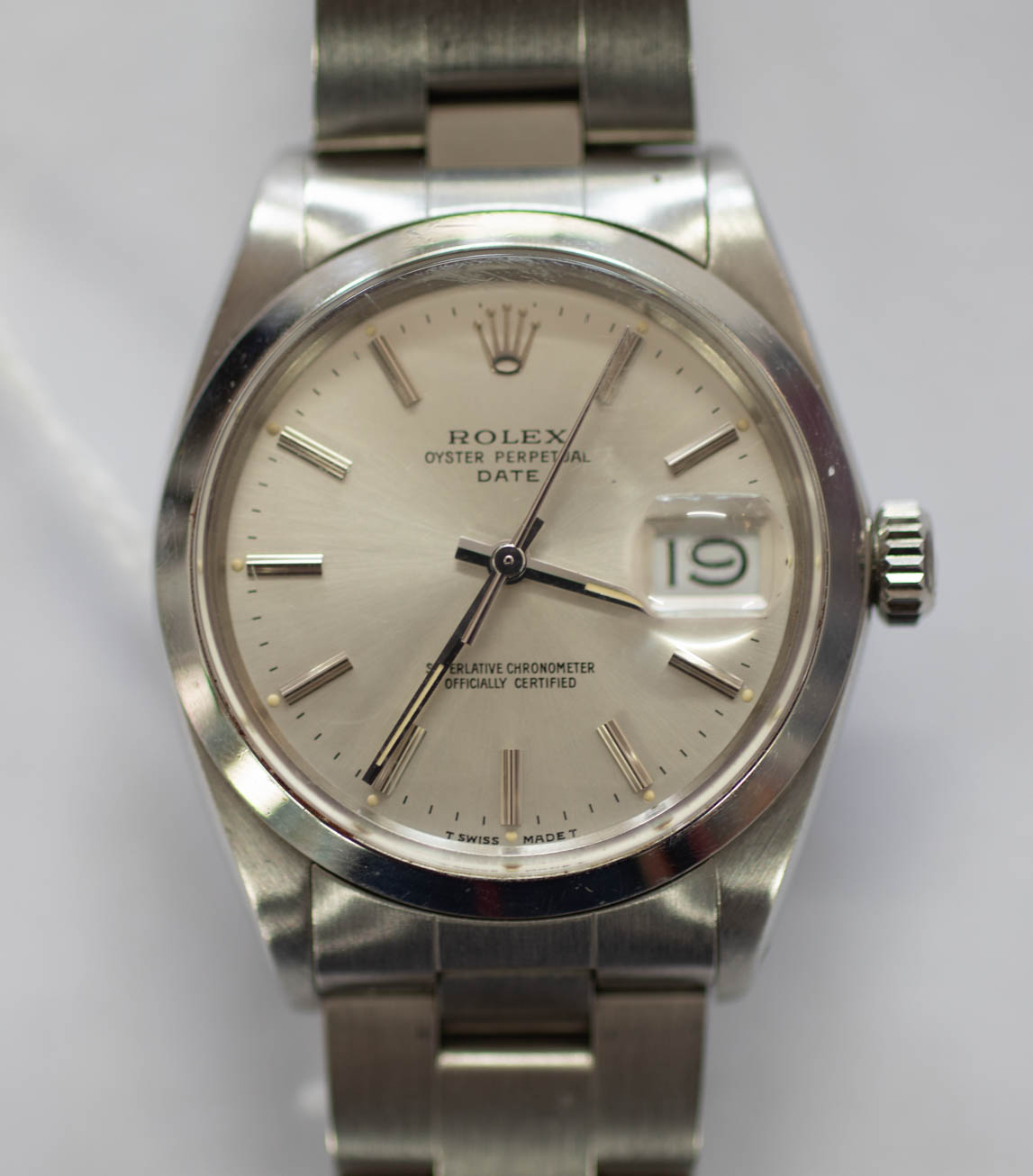 Rolex, a gents stainless steel Oyster Perpetual Date wristwatch, with silver baton dial, marked ' - Image 3 of 5