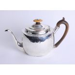 A Geo III silver teapot, circa 1825, makers mark 'WF'?, 15.66oz.