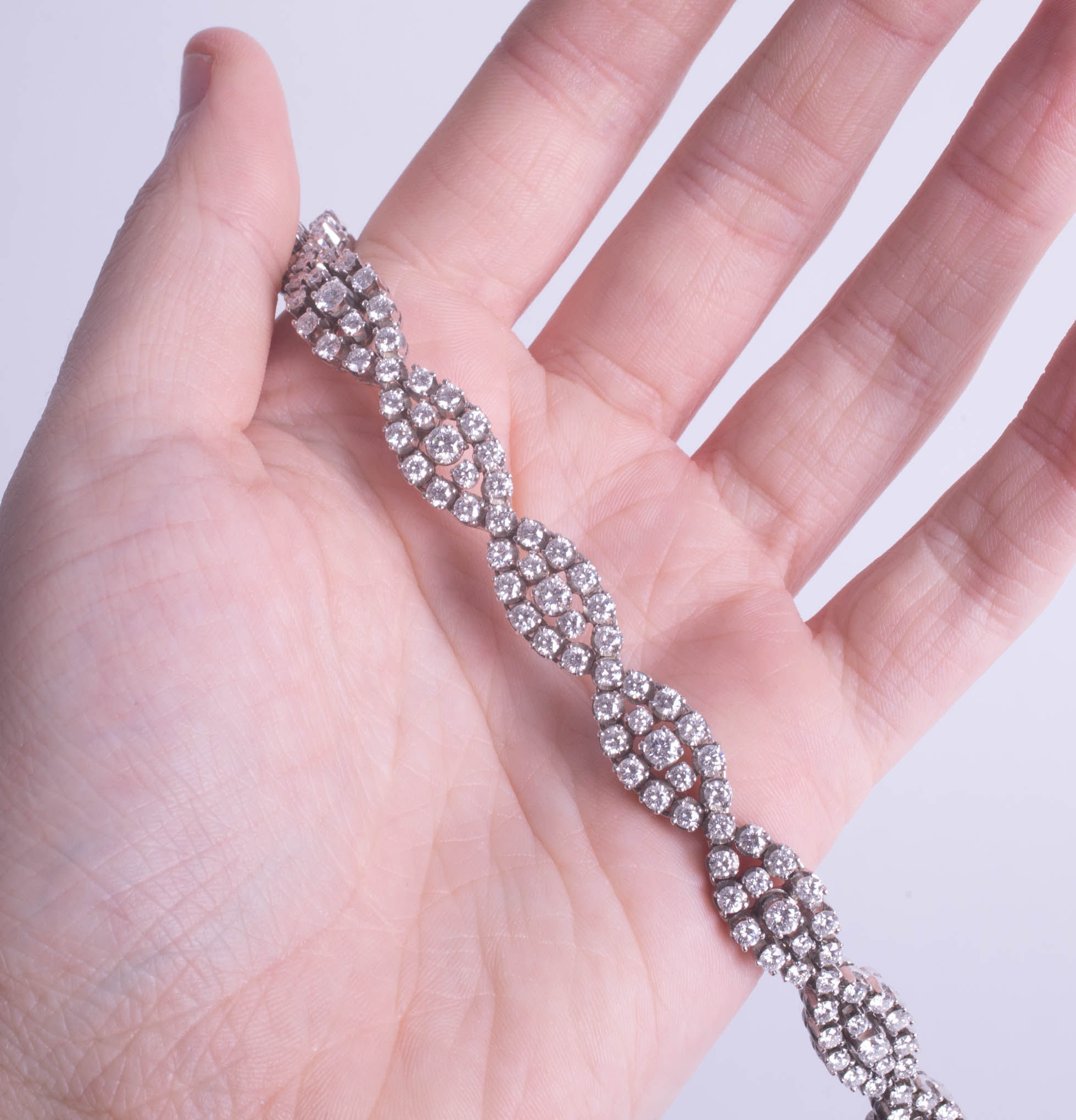 A fine 18ct white gold and diamond set bracelet, total diamond weight approximately 10 carats. - Image 3 of 5