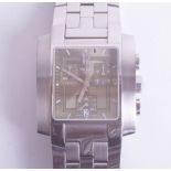 Tissot, a gents quartz steel chronograph square wristwatch, with green metallic dial, sapphire