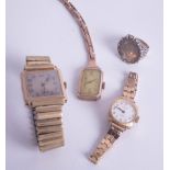 A mixed collection including ladies 9ct gold bracelet watch, Gradus ladies yellow metal