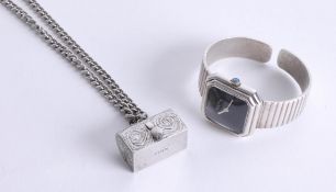 Roy King, a sterling silver fashion watch, together with an unusual silver casket fashion watch by
