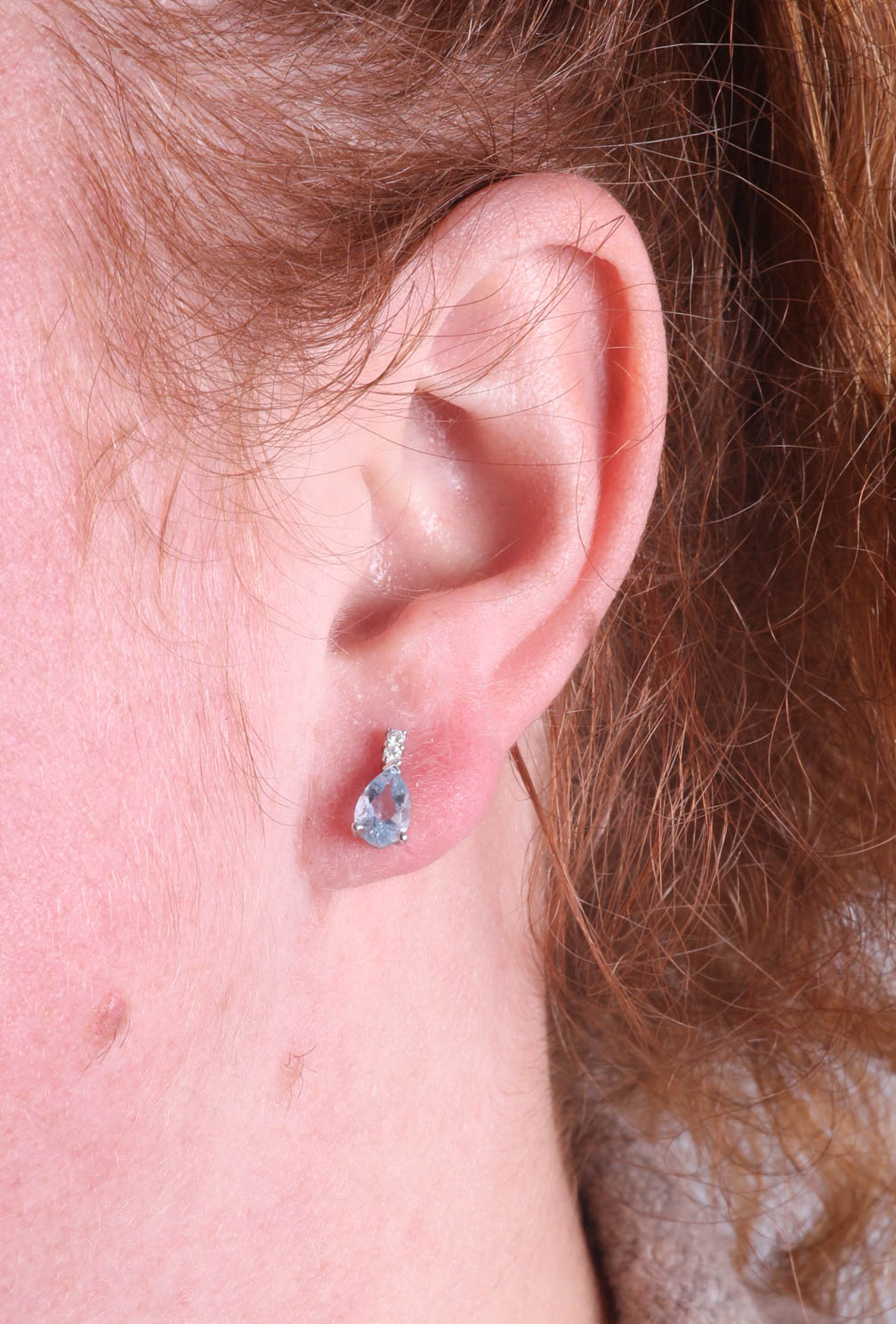 A pair of 18ct white gold aquamarine and diamond earrings. - Image 2 of 2