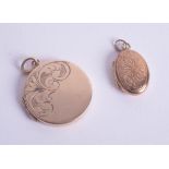 Two 9ct gold lockets, approx 7.3g.