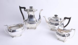 An Edwardian four piece silver tea service, Sheffield circa 1903, maker 'J.R', 71.59oz.