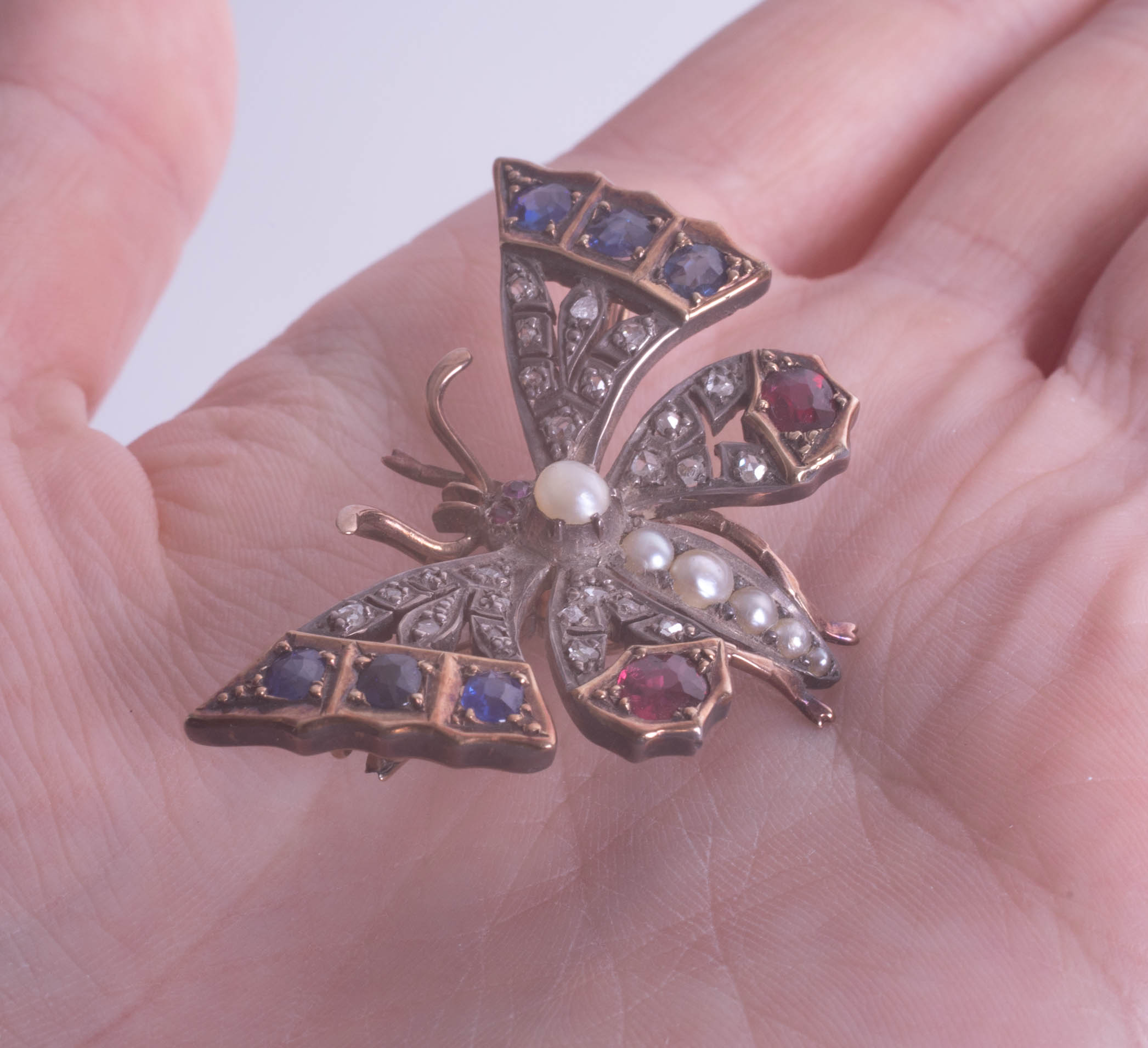 A Victorian ruby and diamond set butterfly brooch. - Image 3 of 3