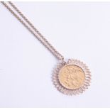 A Victoria 1891 full sovereign on pendant necklace, 17.80g.