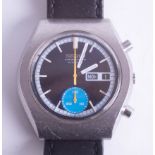 A Seiko, 1970's, automatic chronograph with coloured subsidiary second dial, French and English day