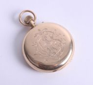 An 18ct gold full hunter pocket watch, the back plate with monogram, dial marked 'Dan L Buckney,