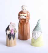 Three Royal Worcester candle snuffers, Monk, Mr Caudle and Granny Snow (3).