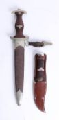 A Third Riech Solingen dagger with etched blade and scabbard, length 37cm together with a small