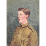 Alex Pocock, portrait of a young soilder, signed and dated 1915, 28cm x 20cm, unframed.