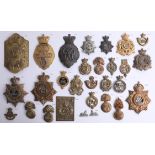 A collection of approx. 28 military cap badges mostly 19th century including a Standard British Army