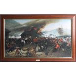A reproduction print of Rorkes Drift, S. Africa 1879, overall size 68cm x 92cm, this art work is