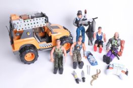 Collection of Action Man including Amazon Tracker vehicle, Polar Trapper, Snarling Dr X etc.